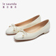 
Lairsdan Spring New Elegant Bow Ballet Flat Heel Flat Sole Women's Shoes Round toe Leather Single Shoes 5M15602 Grey GYK 37