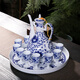 Xihe Yinyao Xihetang Jingdezhen Ceramic Wine Set Liquor Goblet Spirit Cup Blue and White Wine Pot Set Wine Cup Guiguzi Style (1 Pot, 10 Cups, 1 Tray)