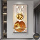 Lingtong's new style meaning good and grand blessing entrance decorative painting light luxury simple aisle corridor mural new Chinese style background painting golden deer sending blessing 40*80cm [crystal picture]