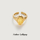 Amber Lollipop Wang Yuwen's same style amethyst ring women's open index finger ring anniversary birthday gift for girlfriend and wife yellow (liuguangzhijing series)