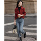 Demana Commuting Layer Tool Spring and Autumn Retro 150D Brushed Shirt Lapel Long Sleeve Shirt Women's Top