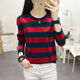 
Kexin 145150 short round neck long sleeve T-shirt for women plaid high-end color woven spring and autumn striped long T-shirt for women K829 ruby ​​blue_(color) L suggestion 106-120Jin[Jin equals 0.5 kg]