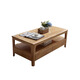 Nordic all solid wood coffee table living room small apartment simple modern home rectangular log tea table with drawers four-drawn walnut coffee table 120*60*45cm self-installation