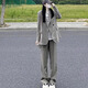 GARNUO milk tea gray small suit jacket women's short 2025 spring and autumn new small high-end casual loose suit black suit suit + pants M 111-120Jin Jin equals 0.5 kg