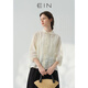 EIN Yan Jing Luxe Light Comfort Mist Three-dimensional Cutting Retro Lace Splicing Ramie Top Shirt Women's Spring and Summer New Graphite Black M