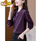 Chu Jing new Chinese style button-up long-sleeved shirt spring and autumn tops women's shirts 2025 new mother high-end chiffon shirt red M 80-100Jin Jin is equal to 0.5 kg