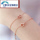Wenying Yubo Workshop Russian 585 Purple Gold Bracelet 14k Rose Gold Color Gold Double Ring Interlocking Fashion Bracelet 15.5