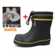 CONWHD construction site rain boots low-top anti-smash and anti-stab labor-protection water shoes men's rubber material safety protection steel toe steel sole rain boots black yellow strip HH-01241