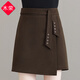 Mu Rong Irregular Woolen Skirt Women's Autumn and Winter 2025 New High-waisted Slim A-Line Skirt Slit Woolen Hip-covering Short Skirt Brown L (Recommended 100-110 Jin Jin equals 0.5 kg)