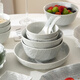 Bowl and plate household tableware set 2024 new light luxury ins style simple modern Japanese housewarming underglaze bowls and plates bowls and chopsticks Modern gray eight people food 42 pieces rich package (gift box package
