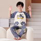 Emberlove Boy Pyjamas reine Baumwollkinder Frühling und Herbst Dünne kurzärmelige Hose Anzug Big Children Teenager Jungen Klimaanlage Home Kleidung N9901 [kurze Länge] 175 größere Version l Größe