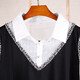 Shanidoluo large size women's spring and autumn clothing new style fat MM fat man looks slim and covers belly fake two-piece dress 16753 black 2XL recommended 130-150Jin [Jin equals 0.5 kg] wear