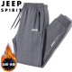 JEEPSPIRIT Jeep sweatpants men's spring and autumn casual pants for young and middle-aged solid color winter loose trousers black straight 3XL