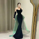 RONGXITU black velvet tube top fishtail evening dress skirt birthday performance host annual meeting long picture color S (15 days pre-sale)