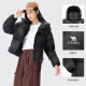 骆驼（CAMEL）黑钻系列短款羽绒服女装冬新款保暖防风连帽羽绒外套面包服 724CA6B601，幻影黑，女 L (180)
