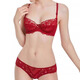 Victoria Palace Sexy Bra Purple Elegant French Ultra-Thin Breathable Lace Bra Push-up Bra Set Red 75B 34 (with M size panties)