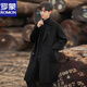 ROMON 100% pure wool coat men's double-sided wool coat high-end wool medium-length autumn and winter thickened windbreaker Military green M