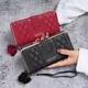 Chajin Women's Wallet Long 2024 New Korean Style Fashion Embroidered Zipper Multifunction Large Capacity Clutch Mobile Bag Deep Powder