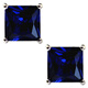 Fat Donglai's same Tanzanite sapphire princess-shaped earrings for women, Korean style, main stone 7X7mm