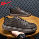 Pull back men's sneakers 2025 autumn and winter new men's leather lightweight fashionable versatile casual shoes brown 40
