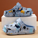 Hongxing Tong Ke Boys Pantoffeln Sommer Indoor Non-Slip 2025 New Children's Zwei-Schleuder-Höhlenschuhe Jungen Beach Schuhe Sommer A5802 Blau Single Layer 34 Größe