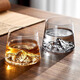 DELISOGAins Fengguanshan Mount Fuji cup, medieval iceberg cup, Japanese cup, household tea cup, whiskey cup, foreign wine cup, 2-piece combination, 1 transparent + 1 ash