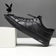 Playboy casual leather shoes men's new lightweight breathable first layer cowhide sneakers soft sole soft surface wear-resistant elastic band men's single shoes black 42
