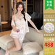 维多利亚的格调新款带胸垫真丝睡衣女夏季短袖短裤三件套感性感吊带家居服可外穿 6624【带胸垫三件套】 L