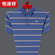 恒源祥中年男士短袖t恤男翻领夏季纯棉冰丝条纹polo 衫半袖男上衣 HH826蓝色 170建议120-140斤