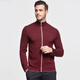 [Jijia] Winter warm half turtle neck thick pure cardigan cardigan men's zipper knit sweater sweater jacket Burgundy 165/S