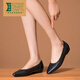 Lu Shinan 2025 new women's shoes genuine leather work shoes for women without fatigue for a long time, soft-soled pointed toe black leather shoes flat-soled comfortable single shoes black flat-soled 557-681Q (1.7cm) 34