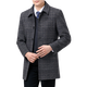 Pierre Cardin cold-proof and warm double-sided wool coat for men, medium-length down lining, middle-aged woolen woolen coat, winter plaid, gray L 175/92A