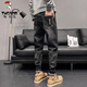 Woodpecker (Tucano) Jeans rasgados para hombres Marca de moda de primavera de primavera 2025 pantalones casuales negros Pantalones de hombres retro estadounidenses 6636 Negro + 6633 Negro 38