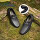 Goldlion Bean Shoes Men's Shoes Autumn Business Casual Shoes Deer Leather Shoes Soft Slip-on Driving Loafers Black 40