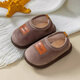 Lekali children's cotton slippers for small and medium-sized children in winter warm indoor soft-soled cotton slippers fine fluff baby anti-slip heel cotton shoes light brown plus velvet 15 suitable for feet 13.9-14.8cm long