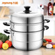 Joyoung steamer three-layer steamer composite bottom stainless steel soup pot household steamed buns high arch cover 32cm ZGH3201