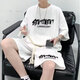 GANBPU TRENDY TRATY Men's 24 Textura de verano de verano Estilo nuevo Estilo Hong Kong Estudiante Gran tamaño Sports Sports Sports Sports Sports T753 Traje gris M
