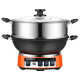 Heli electric wok household cast iron pot multi-functional electric heating pot real cast iron pot electric cooking pot electric hot pot electric steamer uncoated anti-dry burning health cast iron pot cast iron pot 30CM single cage [recommended for 1-2 people] [fashionable headlight style]