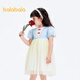 Balabala Girls 'Kleid Kinderrock Sommerkleidung Kinderverstärkungsgitter Rock süß und modisch exquisite Stickereien Blau und gelber Ton 00383 110