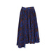 
LESS [Seiko Series] Spring and Autumn Printed Skirt for Women Three-dimensional Pleated A-line Half-length Skirt 2N3D12530 496/Blue Coffee Combination M