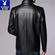 Playboy (PLAYBOY) leather jacket for men middle-aged dad autumn and winter leather jacket for men plus velvet thickened warm jacket for middle-aged and elderly soft leather top 29300 black thin XL suitable for 115 Jin [Jin equals 0.5 kg] to 130 Jin [Jin equals 0.5 kg]
