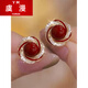 Yuman New Year red pearl earrings for women, exquisite and compact s925 silver needle earrings, elegant and temperament New Year sterling silver earrings, oil dripping pearl earrings, 925 silver needle