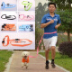 OIMG dog running waist traction rope pet dog chain medium and small dog outdoor elastic explosion-proof walking waist bag traction rope orange (elastic) + polyester harness M (bust 37-52)