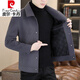 Pier Cardin high-end men's wool jacket woolen jacket woolen short coat in autumn and winter thickened lapel casual winter clothing trend F8287 gray XL (120-135Jin[Jin equals 0.5 kg])