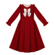Xuanxuan Xiubei girls princess dress autumn and winter 2024 new children's long-sleeved dress little girl style velvet long skirt burgundy velvet hairpin 160