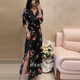 NYCKJK Temperament Fleischbedeckte Wickelrock Retro Blumenschleife 2022 Frühling und Sommer Neues schwarzes langes einteiliges Kleid 3271 s