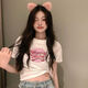 Kommandant Bear kleines kurzes T-Shirt für Frauen Rose Rot 2025 Neue Pure Style Kurzärmel zeigt Taille Slim Top Unterwäsche Rose Rot 9740 m