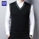 Romon woolen vest men's knitted sweater vest with wool men's sleeveless woolen sweater spring and autumn thin V-neck wool vest middle-aged young students solid color casual waistcoat upper green 56/3XL