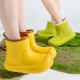 瑜尚臻品可爱雨鞋靴女款日系成人防滑耐磨软底胶鞋外穿时尚户外雨天涉水鞋 姜黄色 单层 （单鞋款）标准码 240mm [适合38-39]