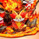 Youguan Fire Dragon Grande Figure Egg Valley Fire Dragon Fire Dragon Fire Series Family Bucket Pet State Mode Figure Egg Mountain Egg Valley Fire Dragon (Can Glow) Hauteur de 32 cm de largeur 31 cm de profondeur 28cm